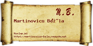 Martinovics Béla névjegykártya